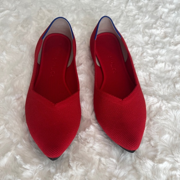Rothy's The Point II flats Holiday Bright Red pointed-toe flats - wide 8.5 - Picture 2 of 8